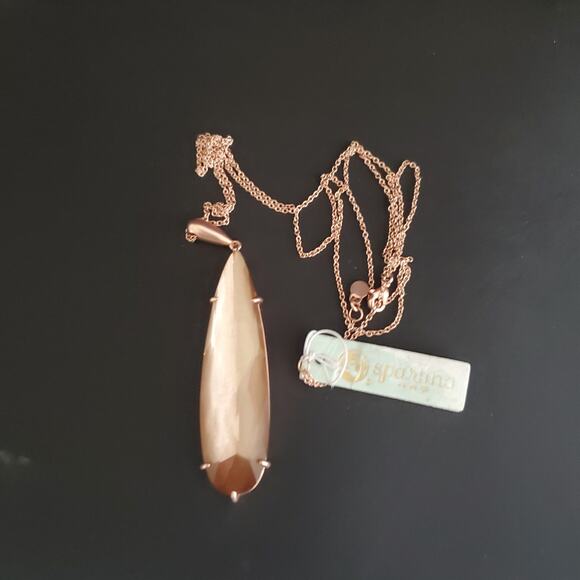 Spartina 449 Mermaid Glass Dewdrop Long‎ Necklace Gilded Rose Gold Tone NWT - Picture 5 of 7